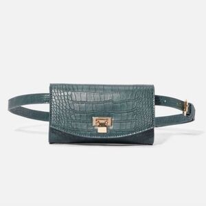 NWT JustFab Green Croc Belt Bag